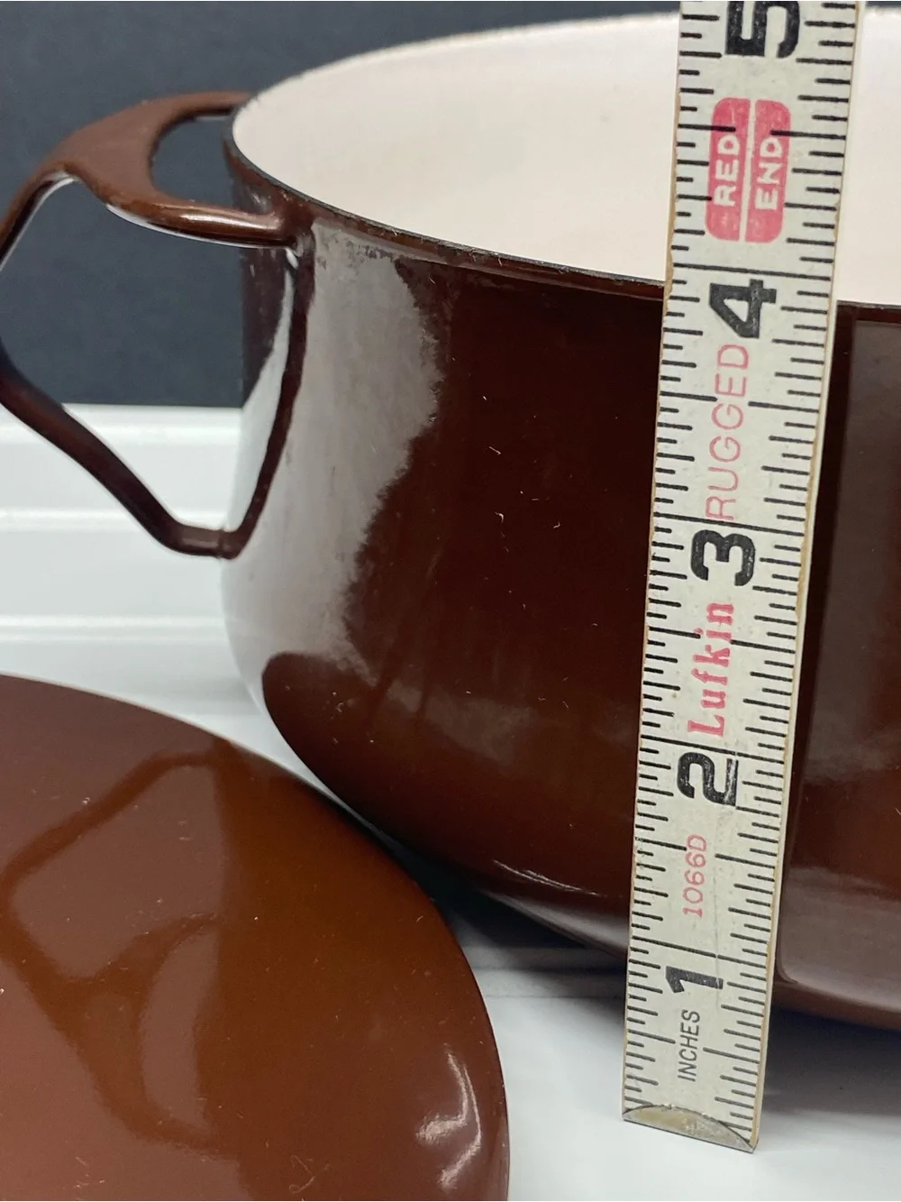 Dansk Brown Enamelware Casserole Covered Pot Trivet Top Ihq France 1956